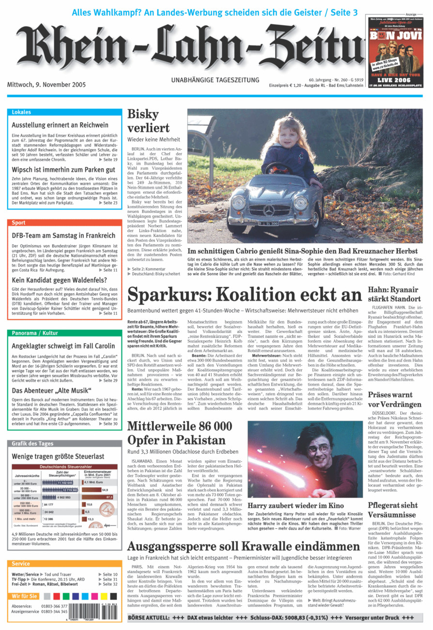 Rhein-Lahn-Zeitung vom Mittwoch, 09.11.2005