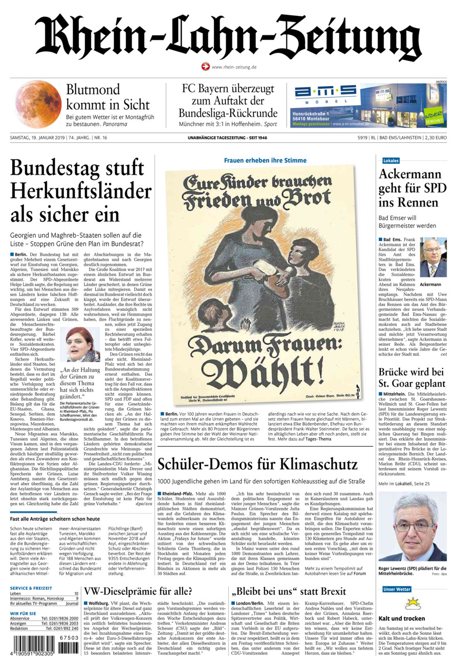Rhein-Lahn-Zeitung vom Samstag, 19.01.2019