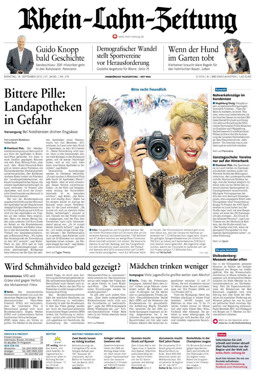 Rhein-Lahn-Zeitung vom Dienstag, 18.09.2012