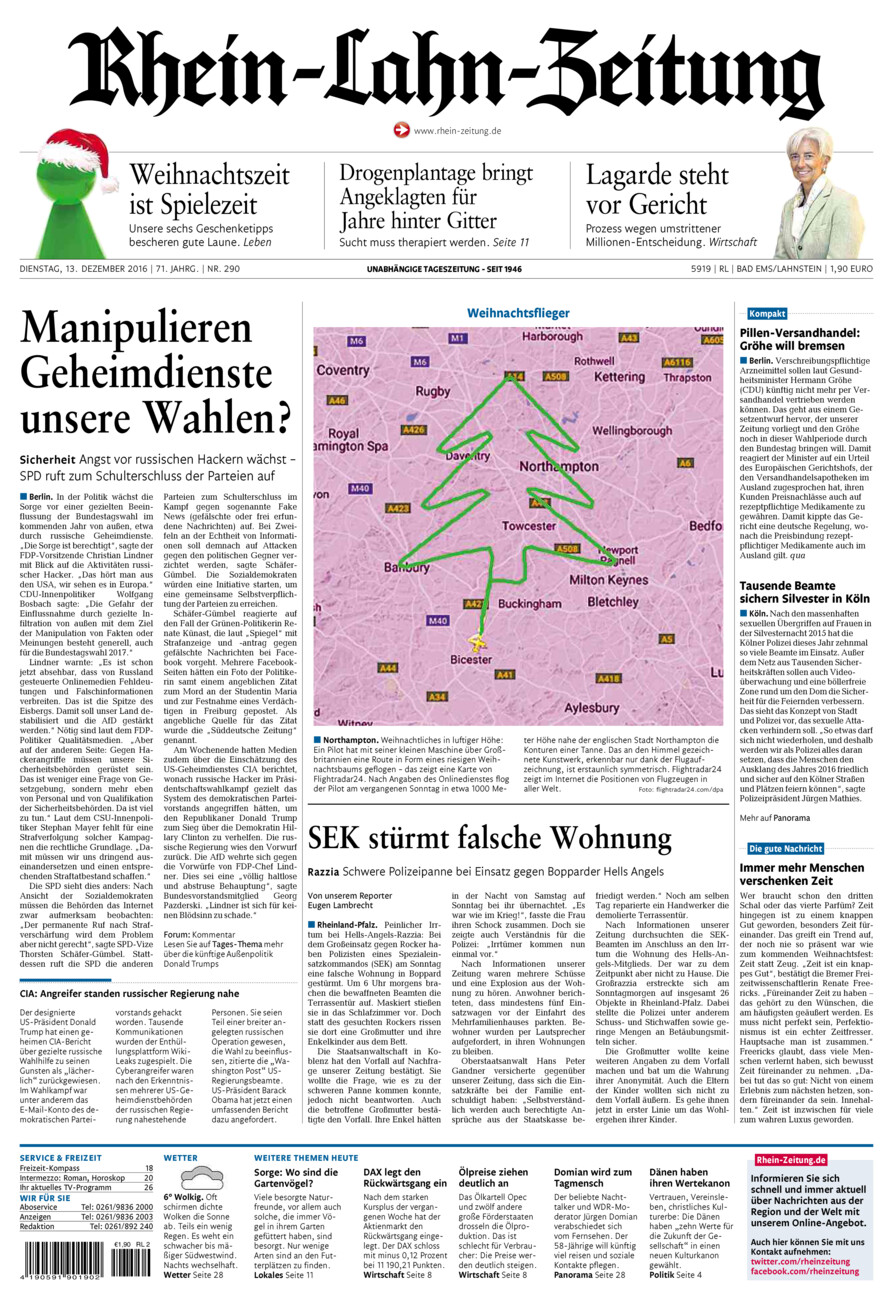 Rhein-Lahn-Zeitung vom Dienstag, 13.12.2016