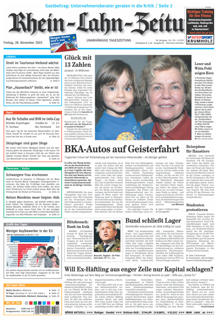 Rhein-Lahn-Zeitung vom Freitag, 28.11.2003