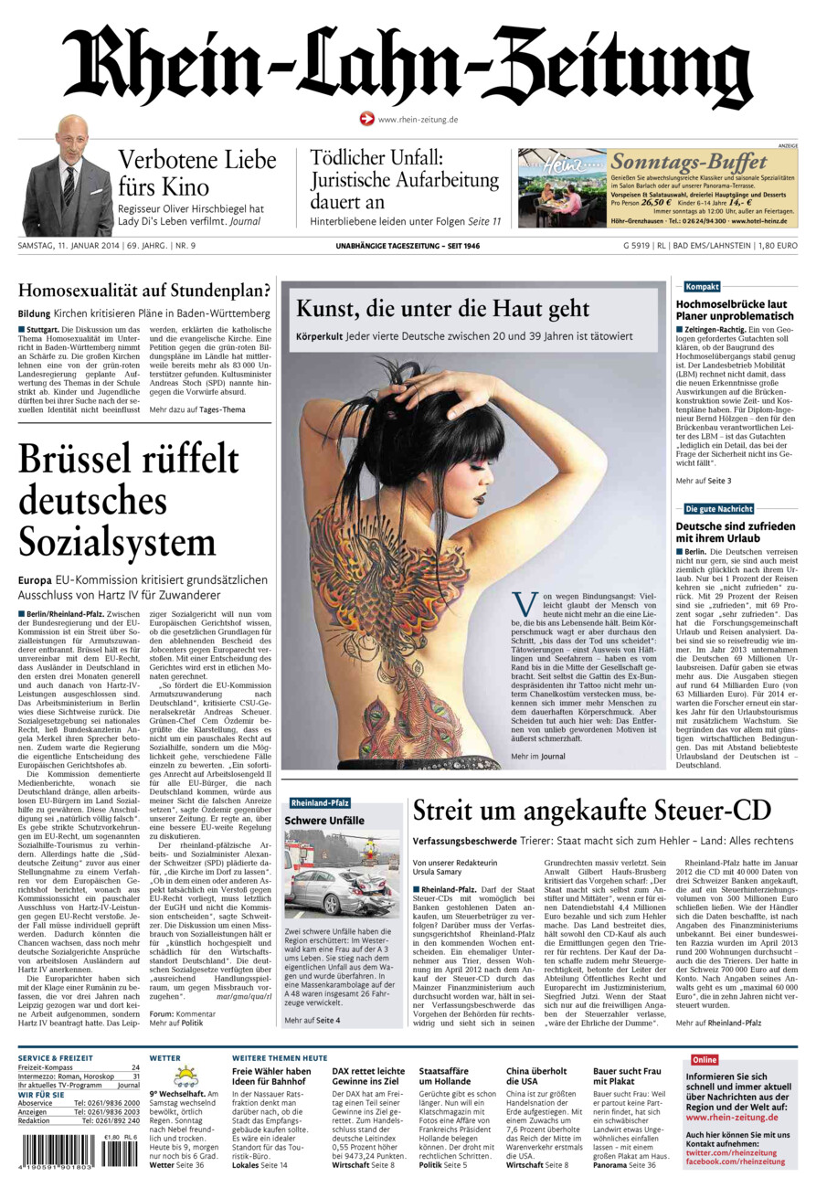 Rhein-Lahn-Zeitung vom Samstag, 11.01.2014