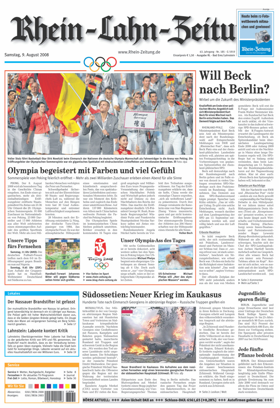 Rhein-Lahn-Zeitung vom Samstag, 09.08.2008