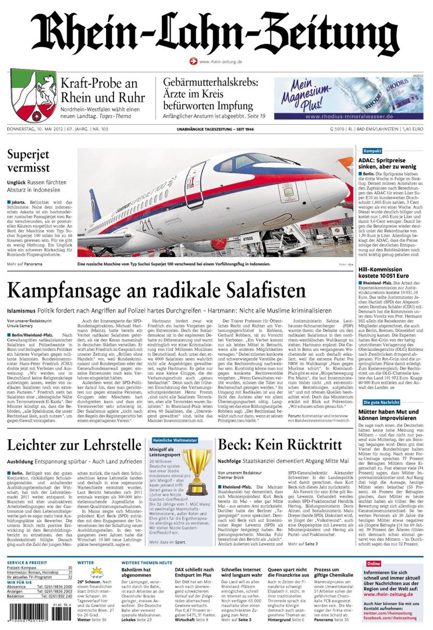 Rhein-Lahn-Zeitung vom Donnerstag, 10.05.2012