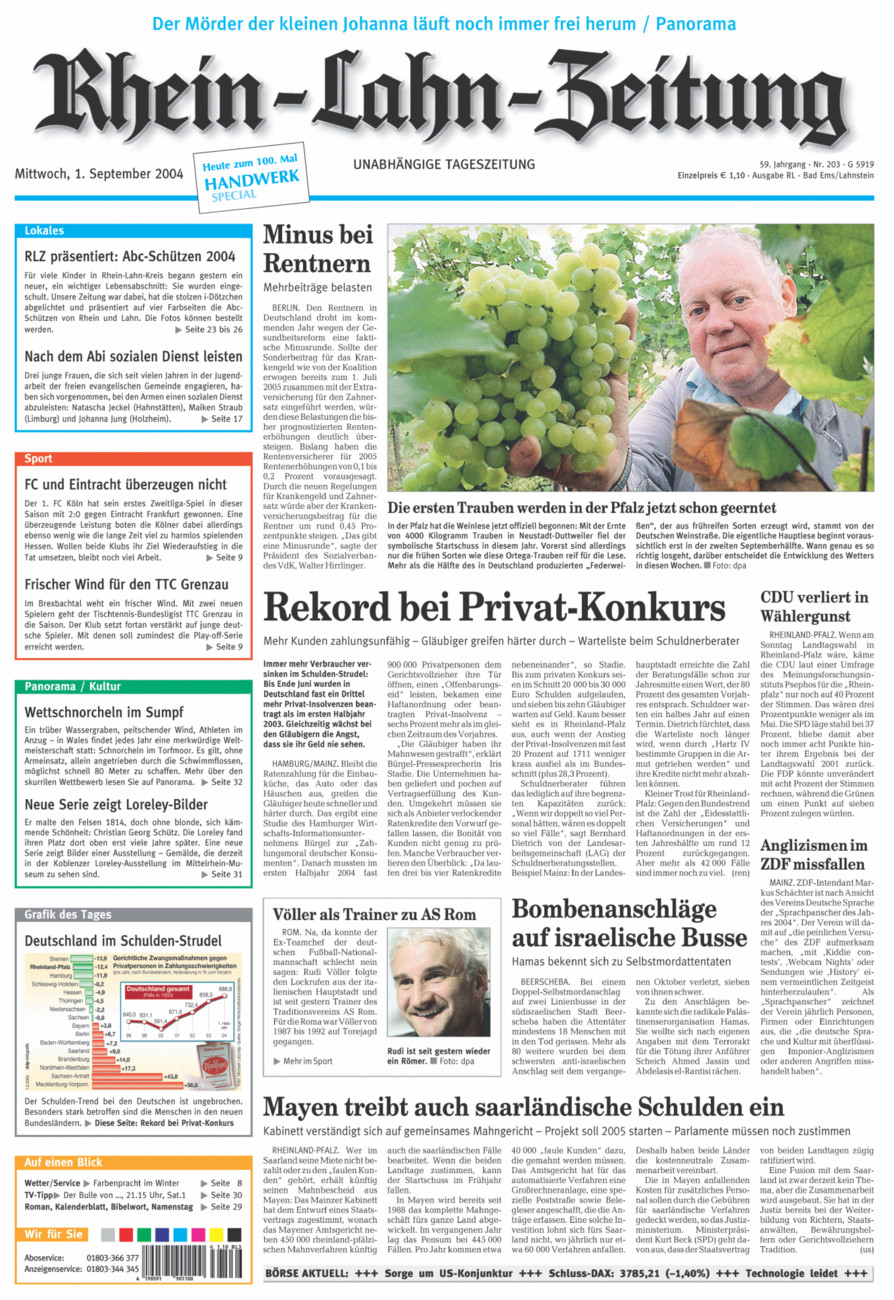 Rhein-Lahn-Zeitung vom Mittwoch, 01.09.2004