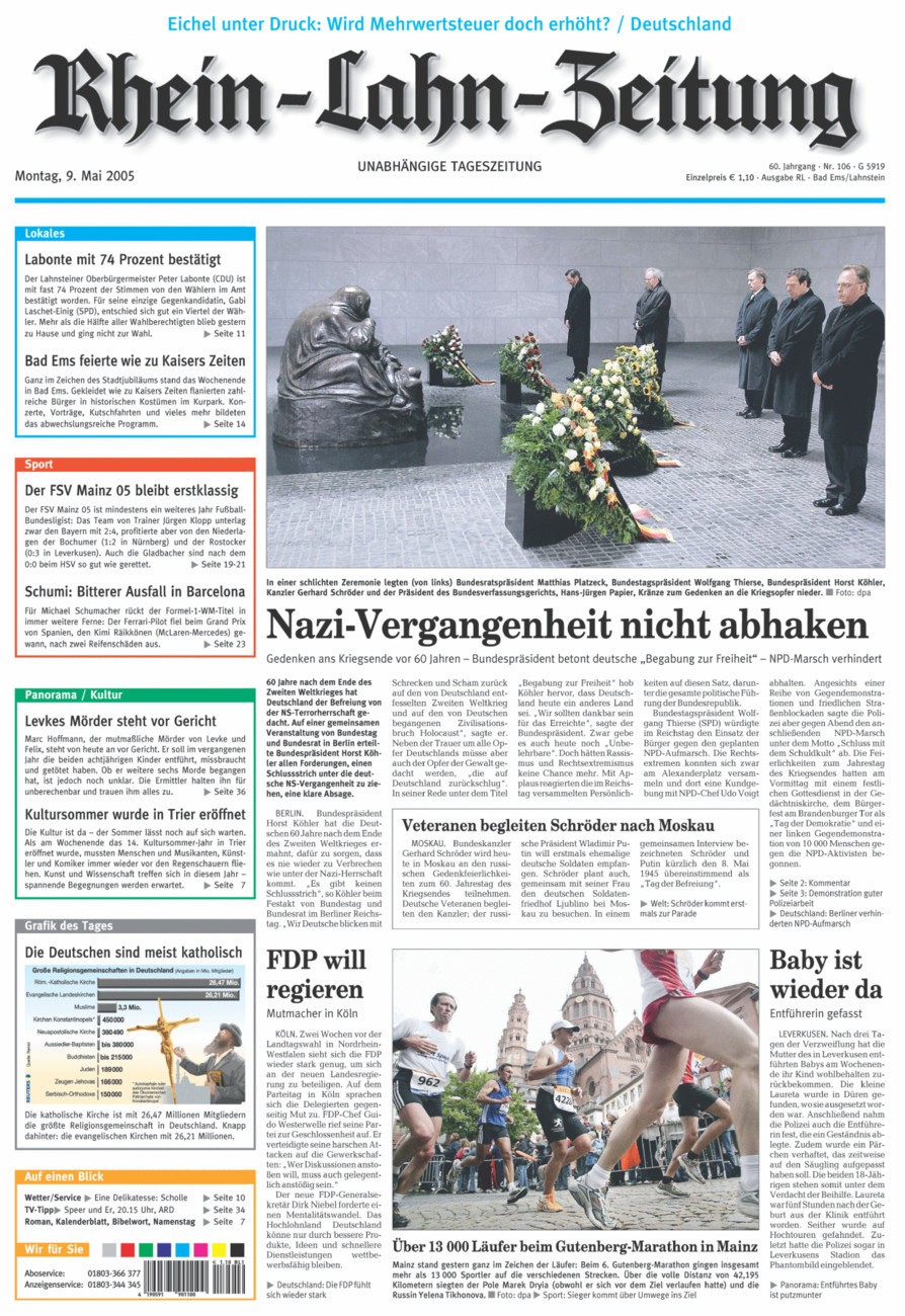 Rhein-Lahn-Zeitung vom Montag, 09.05.2005