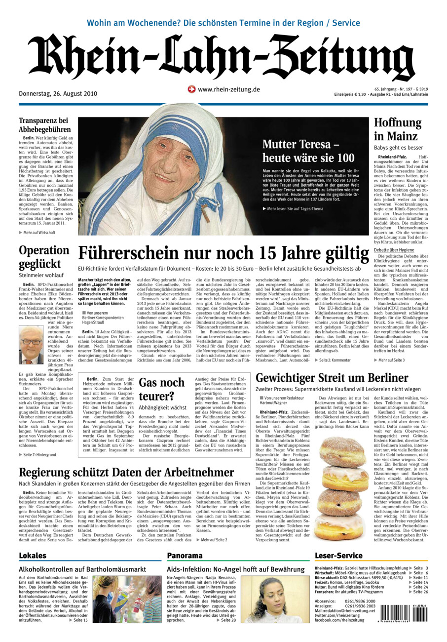 Rhein-Lahn-Zeitung vom Donnerstag, 26.08.2010