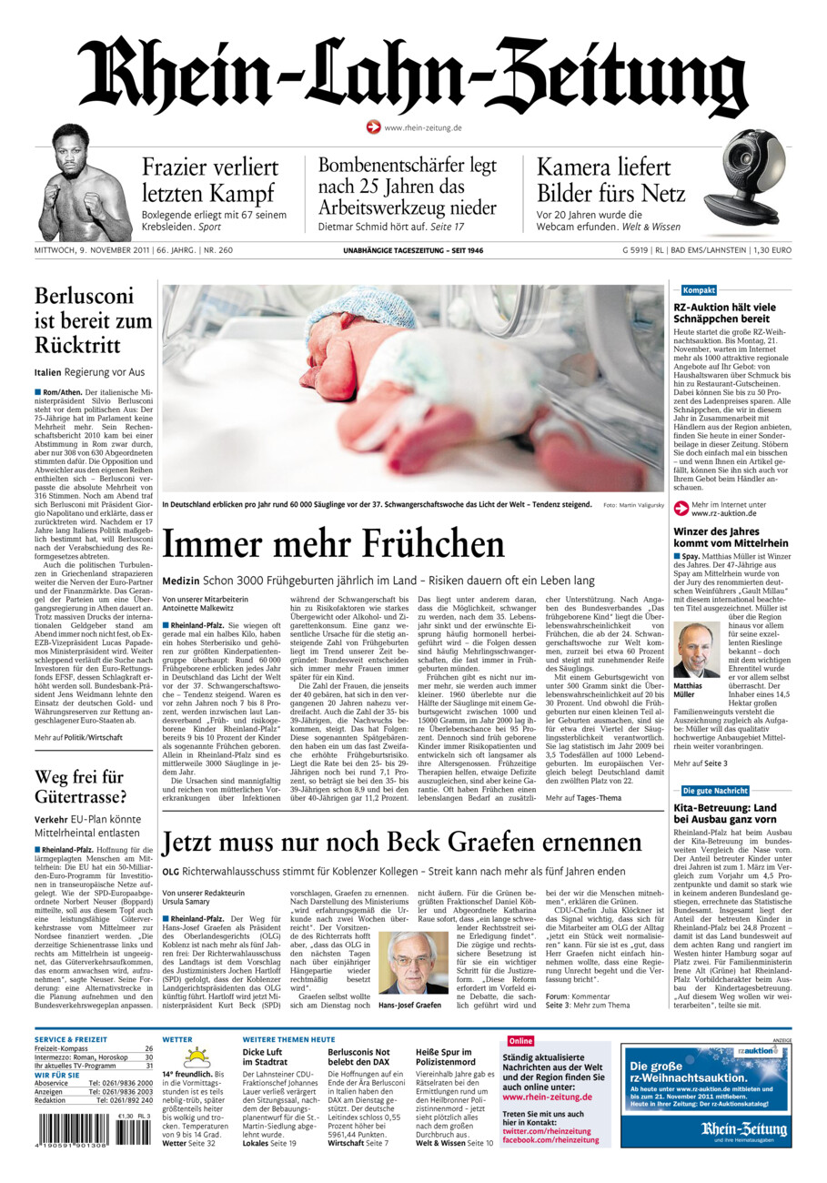 Rhein-Lahn-Zeitung vom Mittwoch, 09.11.2011