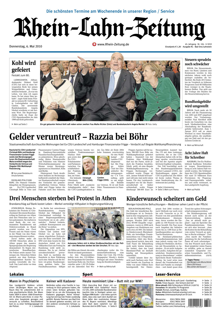 Rhein-Lahn-Zeitung vom Donnerstag, 06.05.2010