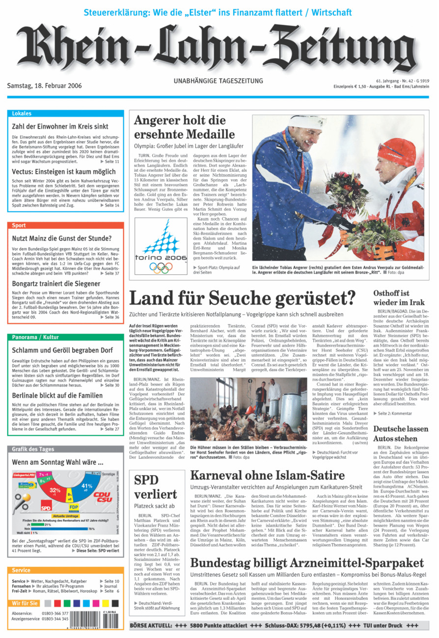 Rhein-Lahn-Zeitung vom Samstag, 18.02.2006