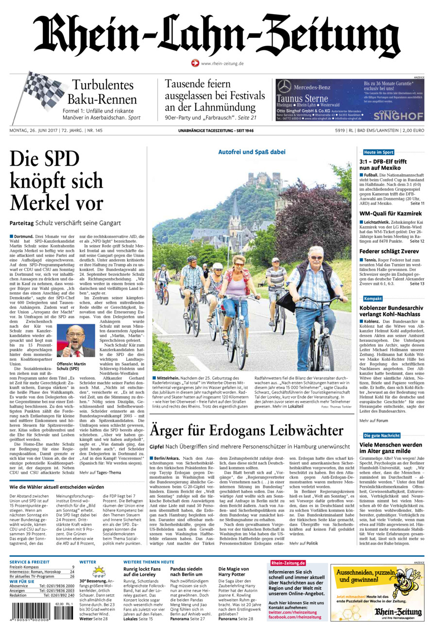Rhein-Lahn-Zeitung vom Montag, 26.06.2017