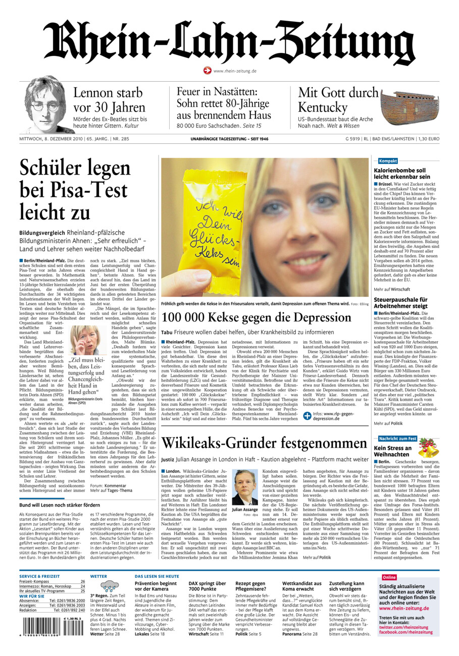 Rhein-Lahn-Zeitung vom Mittwoch, 08.12.2010