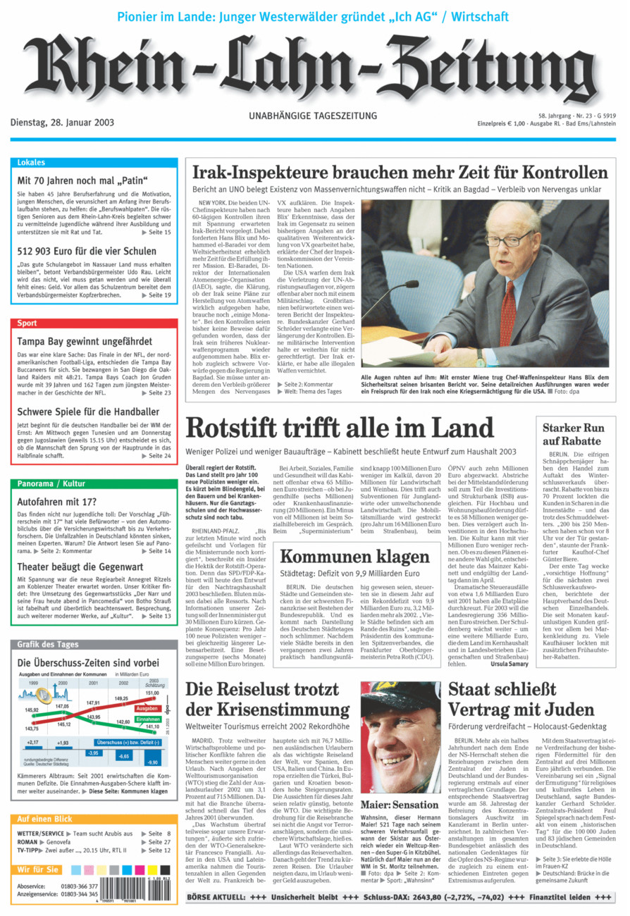 Rhein-Lahn-Zeitung vom Dienstag, 28.01.2003