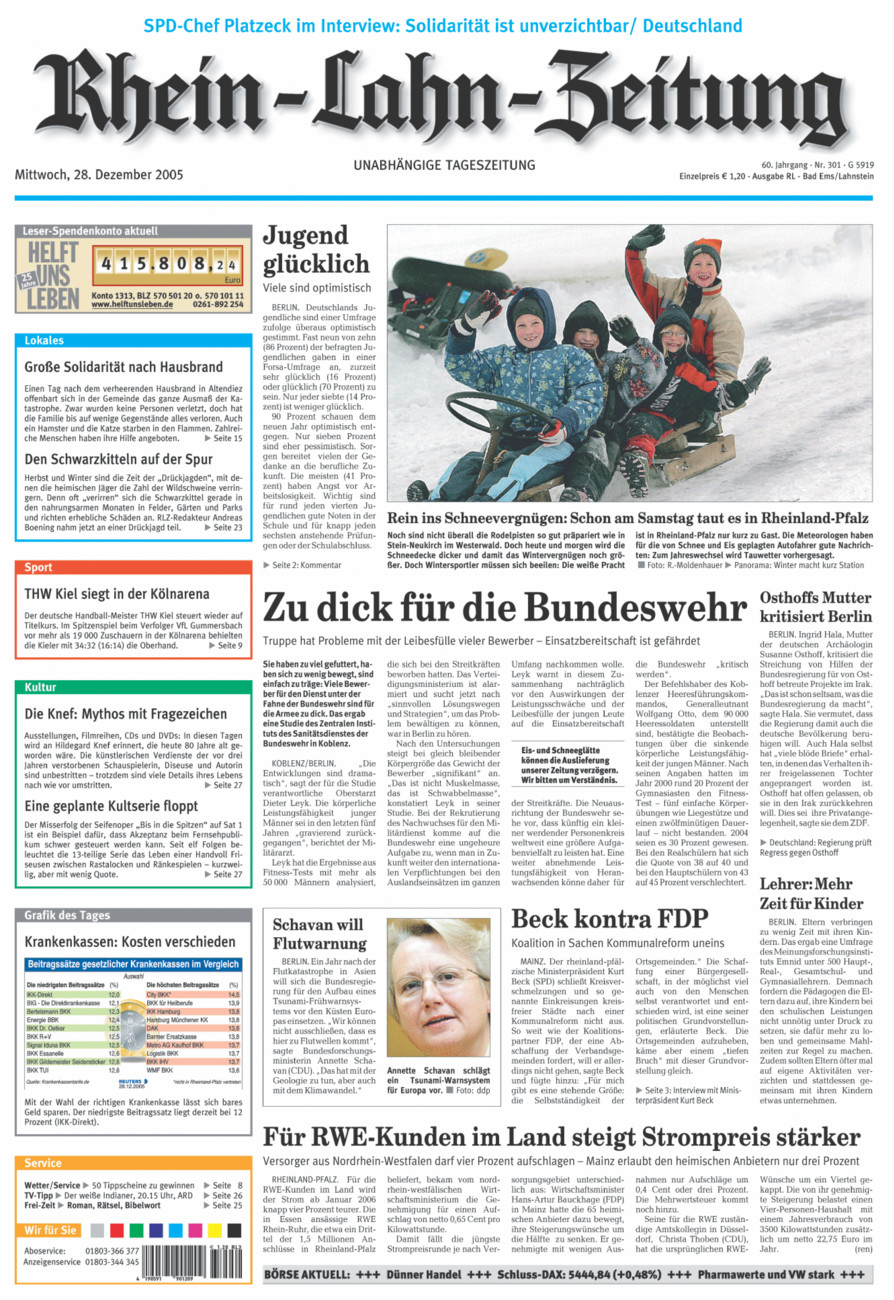 Rhein-Lahn-Zeitung vom Mittwoch, 28.12.2005