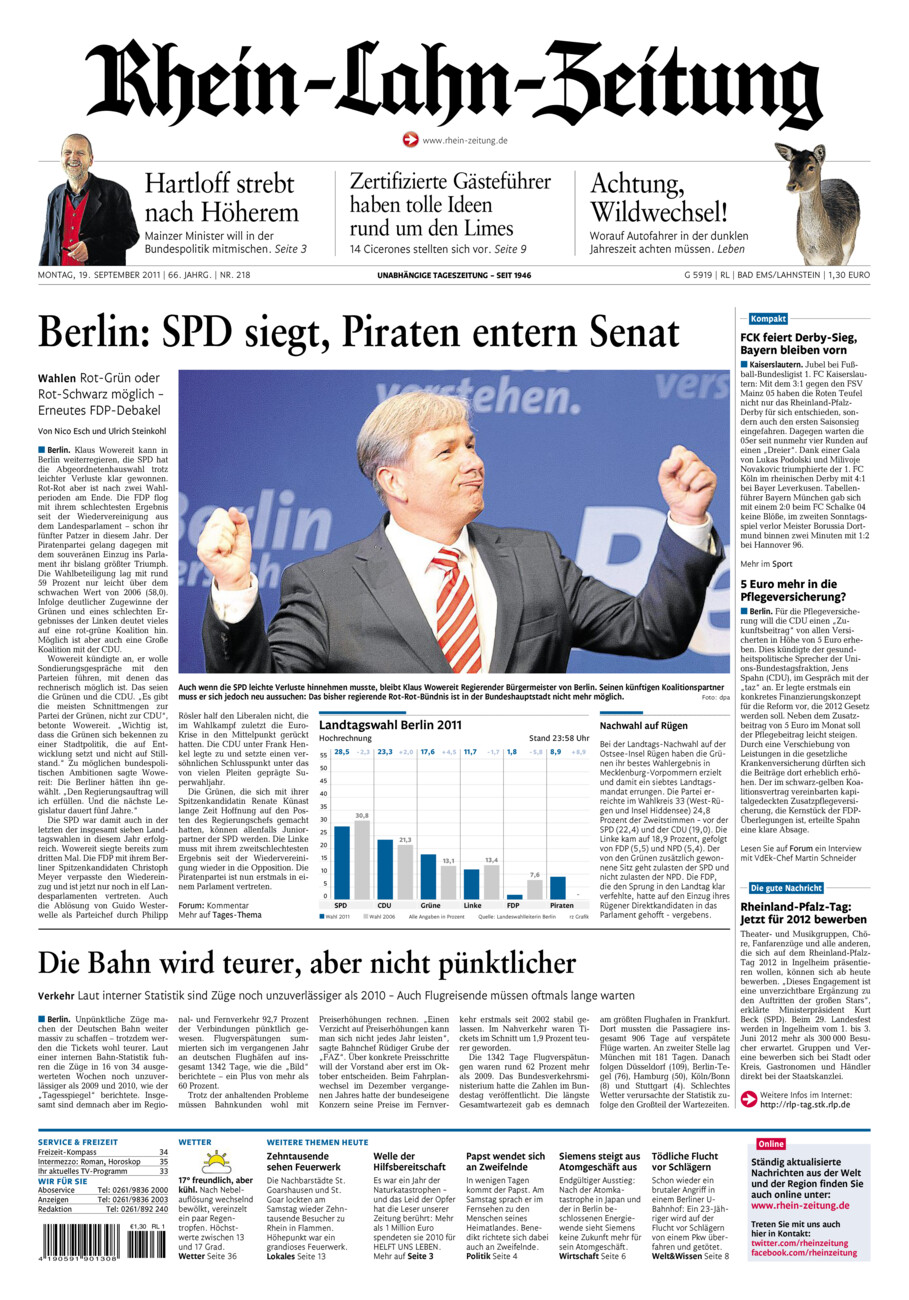 Rhein-Lahn-Zeitung vom Montag, 19.09.2011