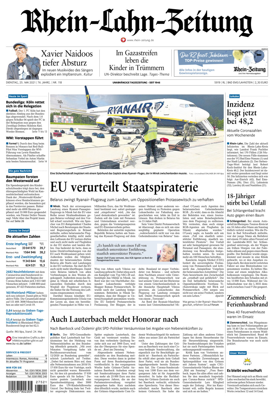 Rhein-Lahn-Zeitung vom Dienstag, 25.05.2021