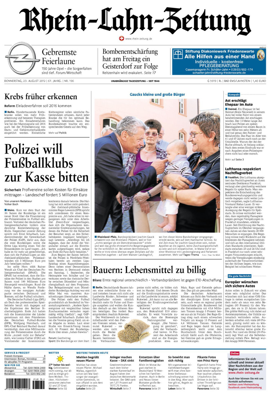 Rhein-Lahn-Zeitung vom Donnerstag, 23.08.2012