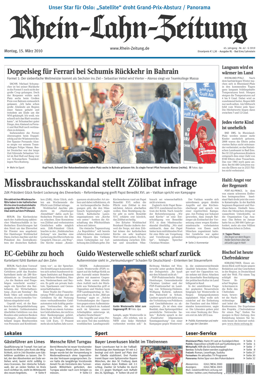 Rhein-Lahn-Zeitung vom Montag, 15.03.2010