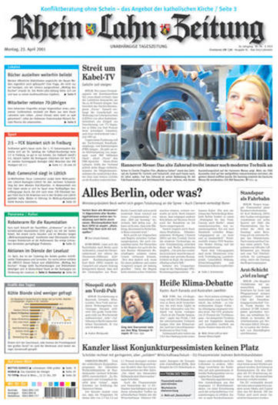 Rhein-Lahn-Zeitung vom Montag, 23.04.2001