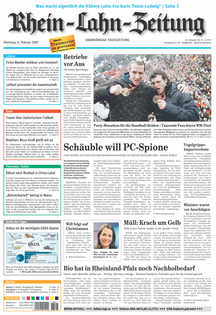 Rhein-Lahn-Zeitung vom Dienstag, 06.02.2007