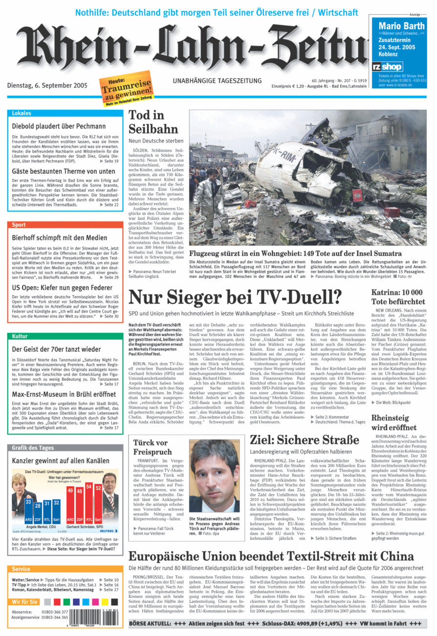 Rhein-Lahn-Zeitung vom Dienstag, 06.09.2005
