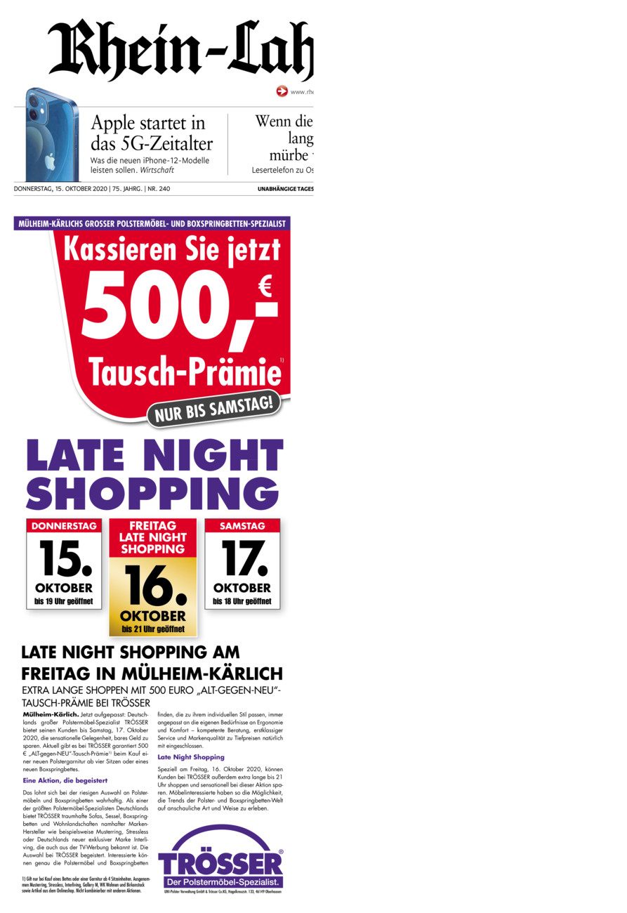 Rhein-Lahn-Zeitung vom Donnerstag, 15.10.2020