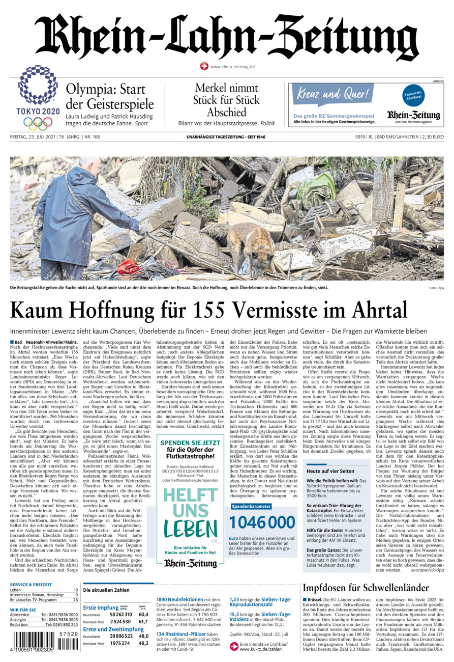 Rhein-Lahn-Zeitung vom Freitag, 23.07.2021