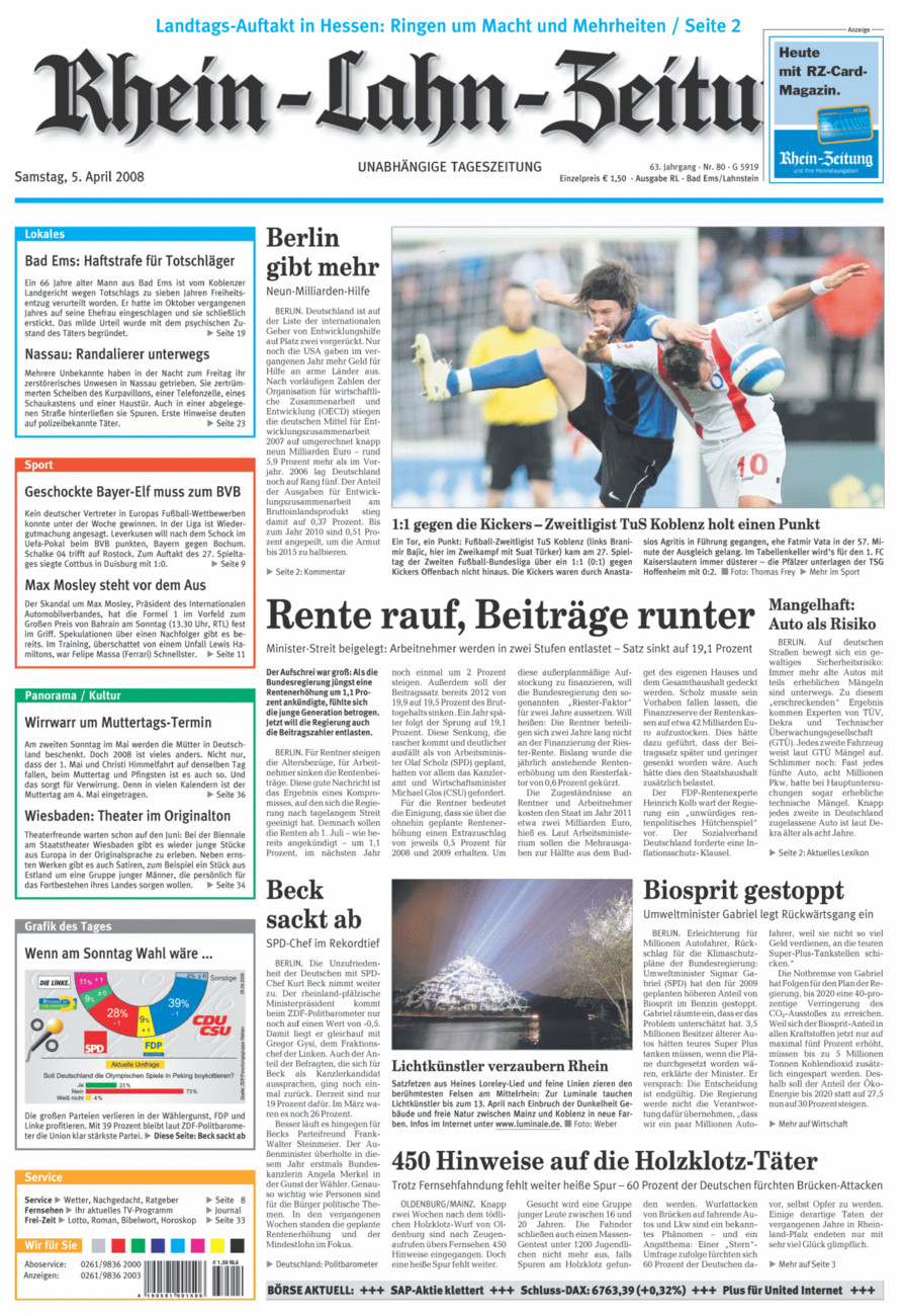 Rhein-Lahn-Zeitung vom Samstag, 05.04.2008