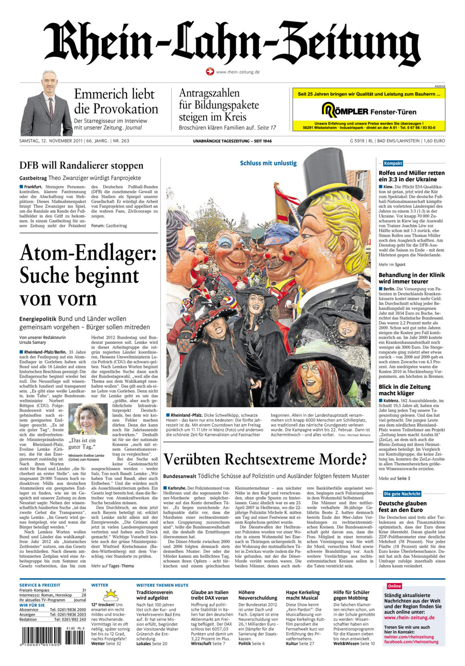 Rhein-Lahn-Zeitung vom Samstag, 12.11.2011