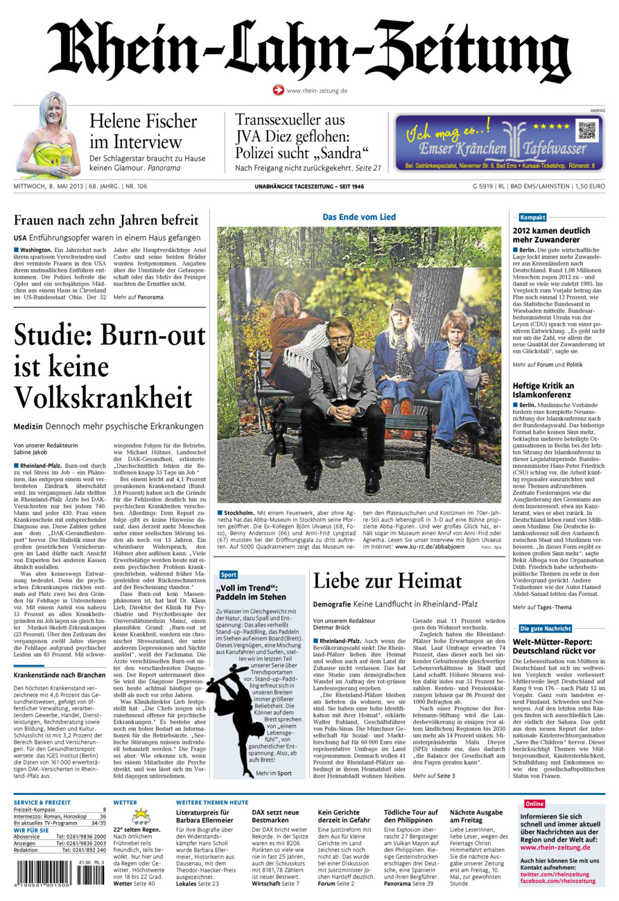 Rhein-Lahn-Zeitung vom Mittwoch, 08.05.2013