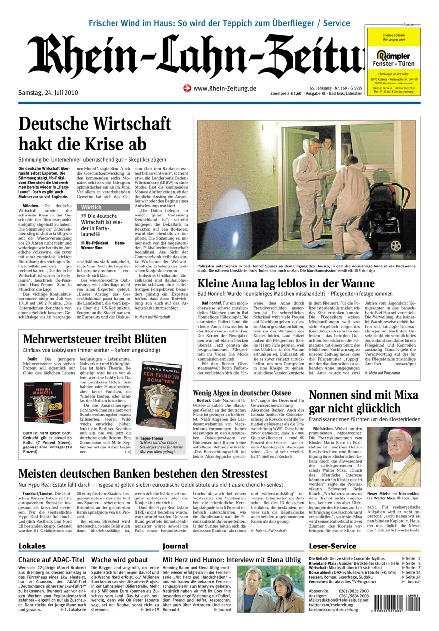 Rhein-Lahn-Zeitung vom Samstag, 24.07.2010