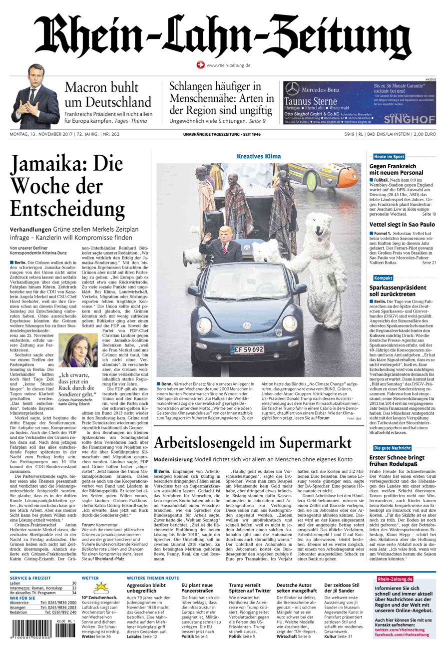Rhein-Lahn-Zeitung vom Montag, 13.11.2017