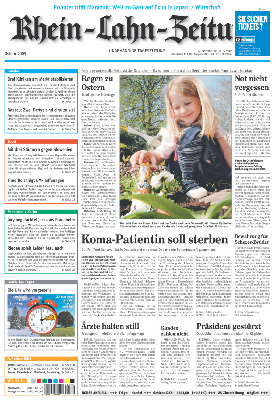 Rhein-Lahn-Zeitung vom Samstag, 26.03.2005