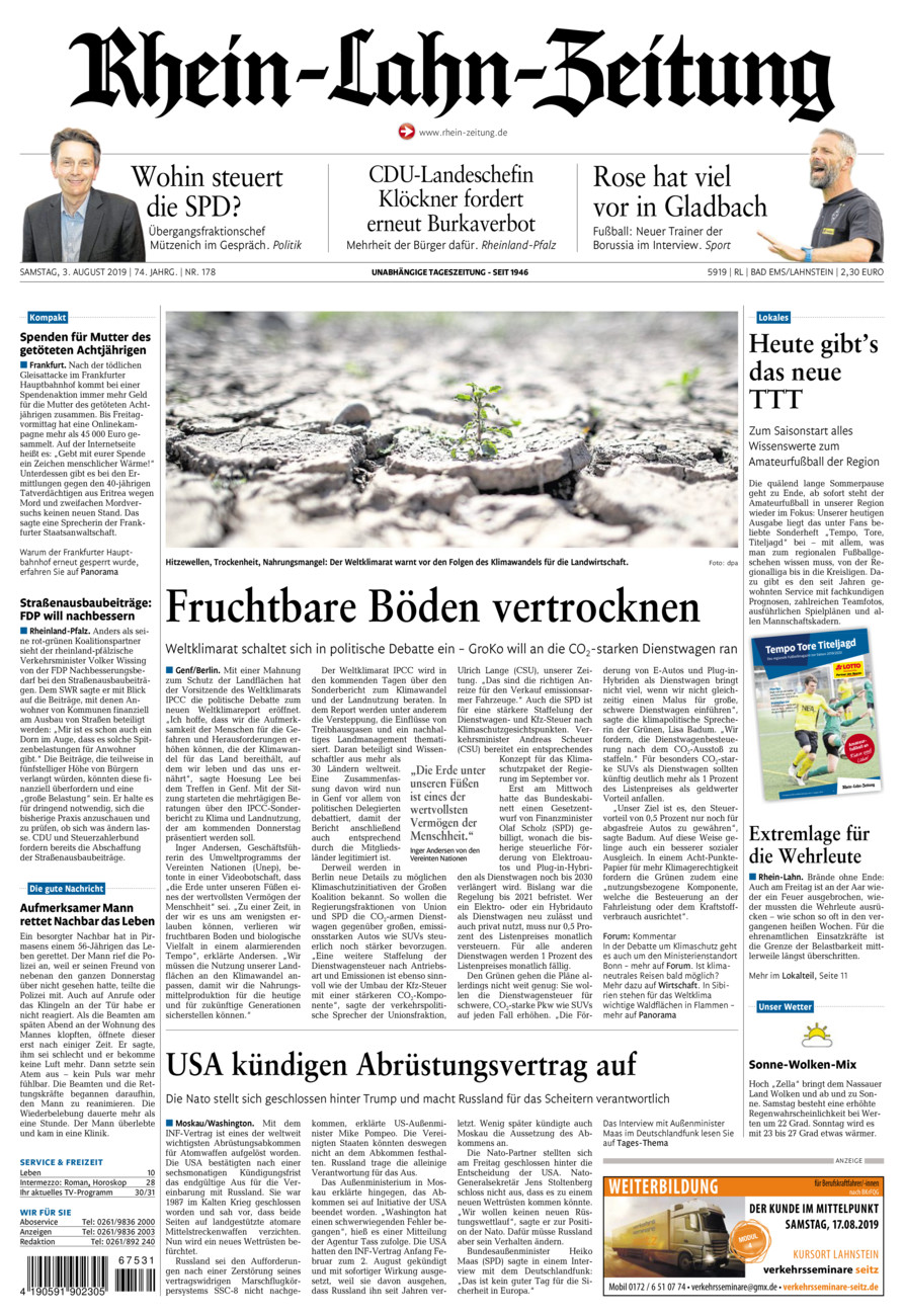 Rhein-Lahn-Zeitung vom Samstag, 03.08.2019