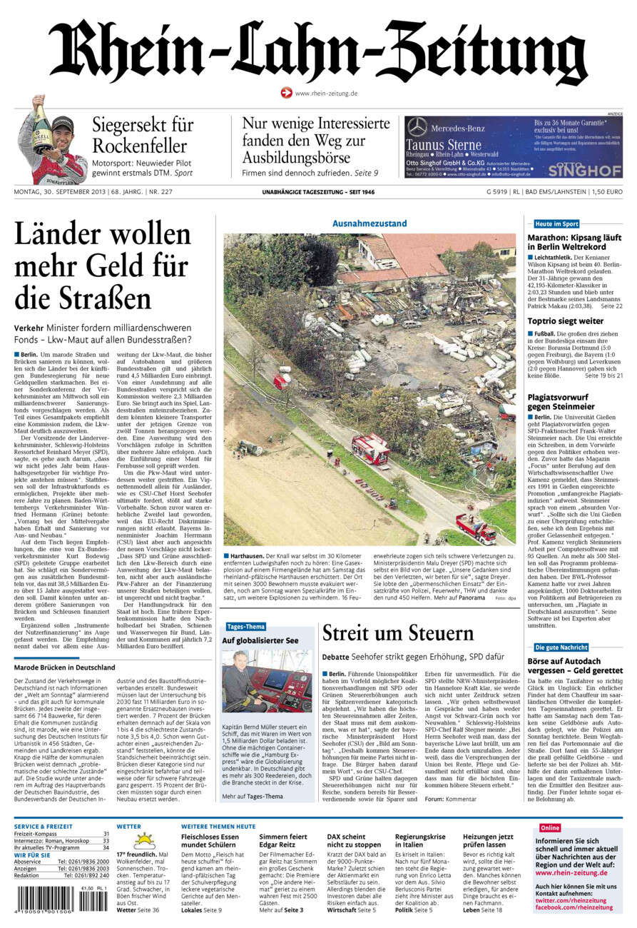 Rhein-Lahn-Zeitung vom Montag, 30.09.2013