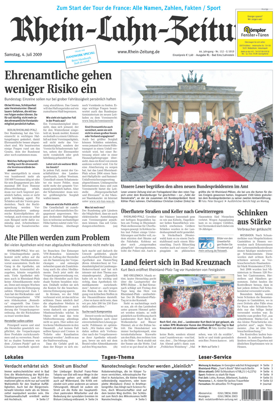 Rhein-Lahn-Zeitung vom Samstag, 04.07.2009