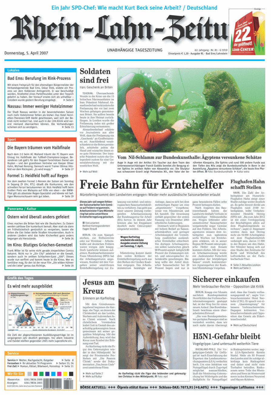 Rhein-Lahn-Zeitung vom Donnerstag, 05.04.2007
