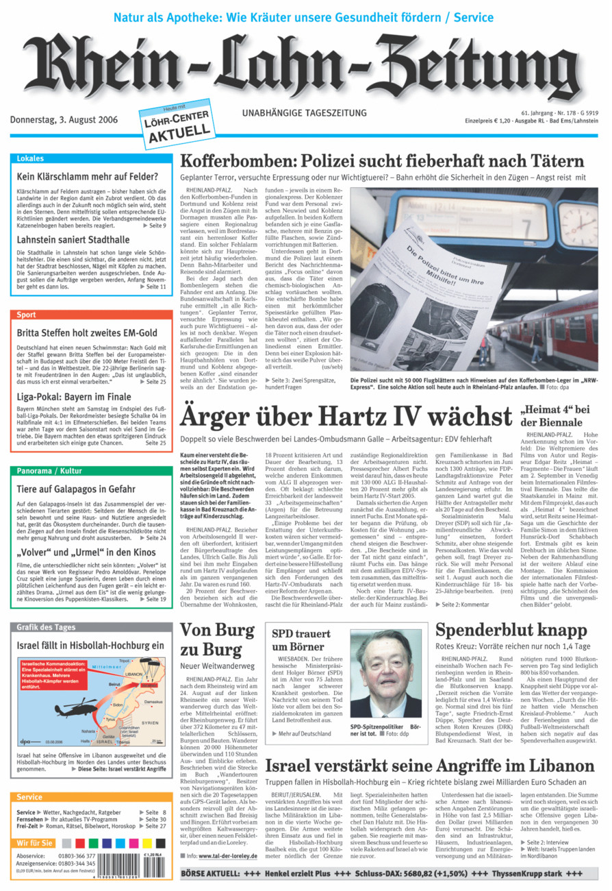 Rhein-Lahn-Zeitung vom Donnerstag, 03.08.2006