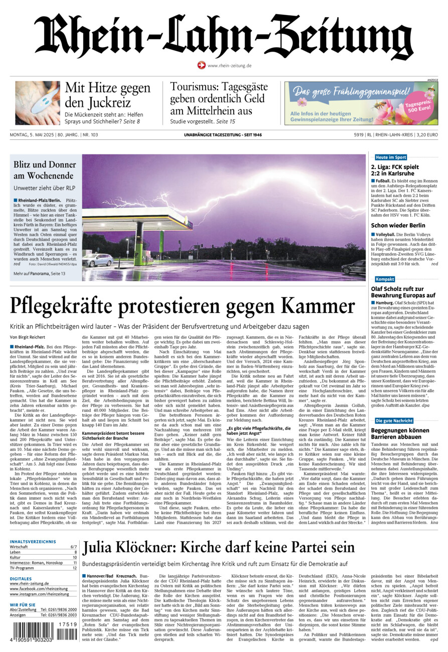 Rhein-Lahn-Zeitung vom Montag, 05.05.2025