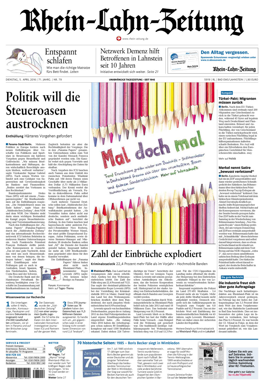 Rhein-Lahn-Zeitung vom Dienstag, 05.04.2016