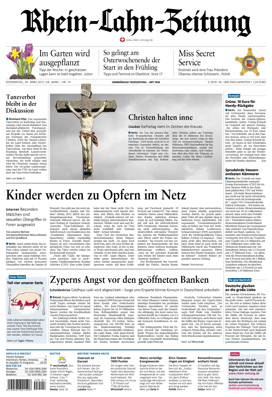 Rhein-Lahn-Zeitung vom Donnerstag, 28.03.2013