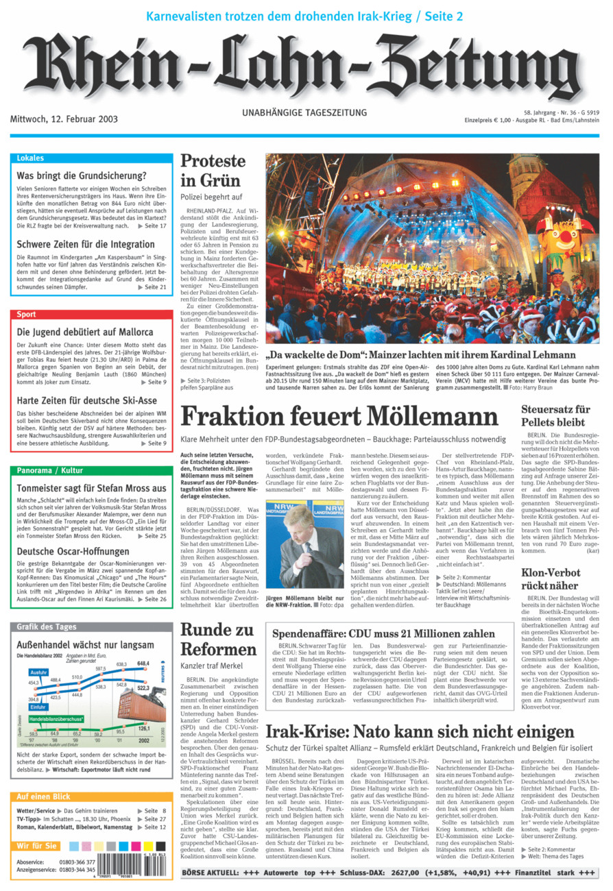 Rhein-Lahn-Zeitung vom Mittwoch, 12.02.2003