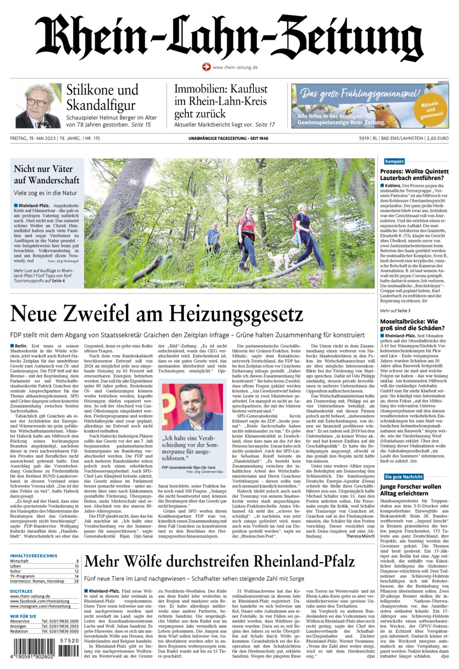 Rhein-Lahn-Zeitung vom Freitag, 19.05.2023