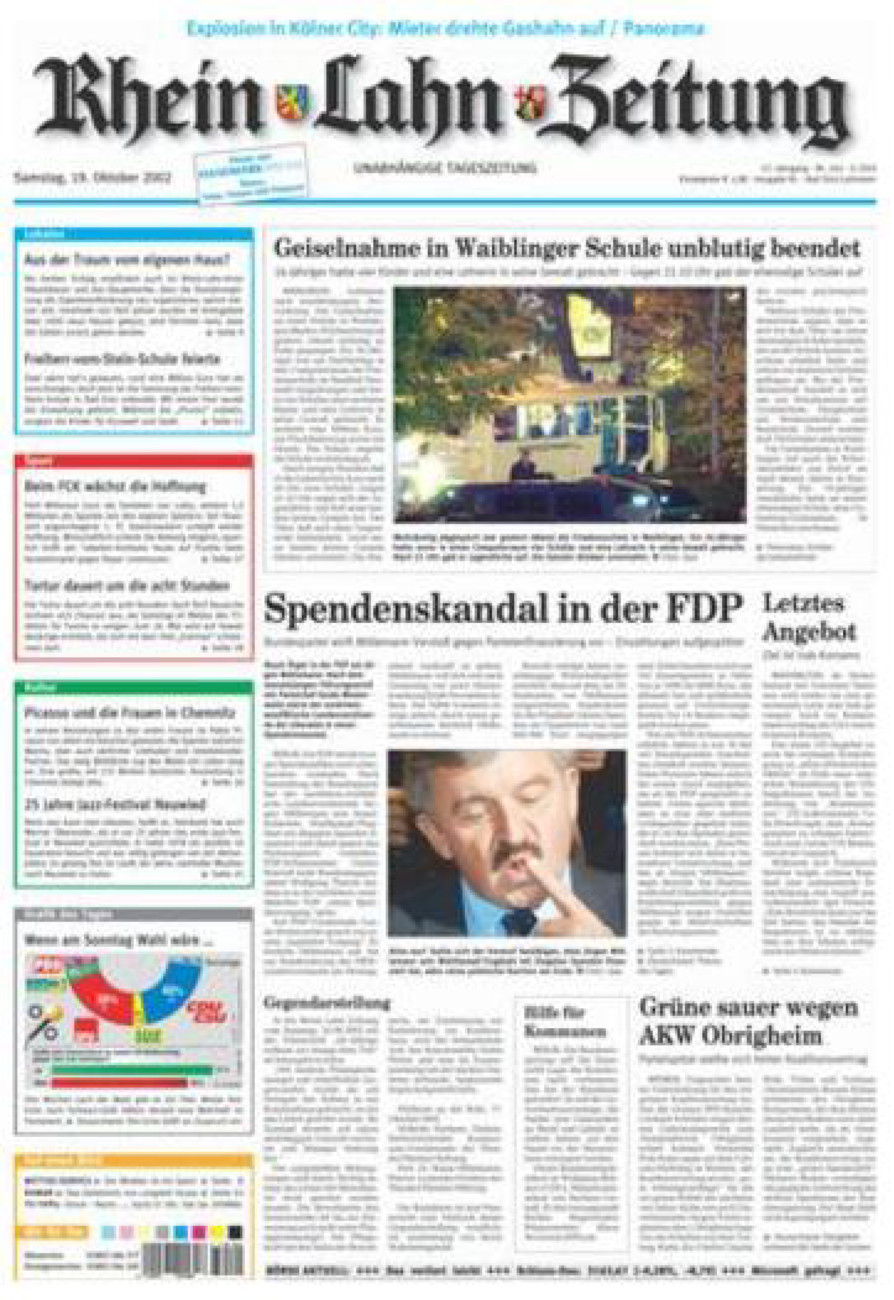 Rhein-Lahn-Zeitung vom Samstag, 19.10.2002