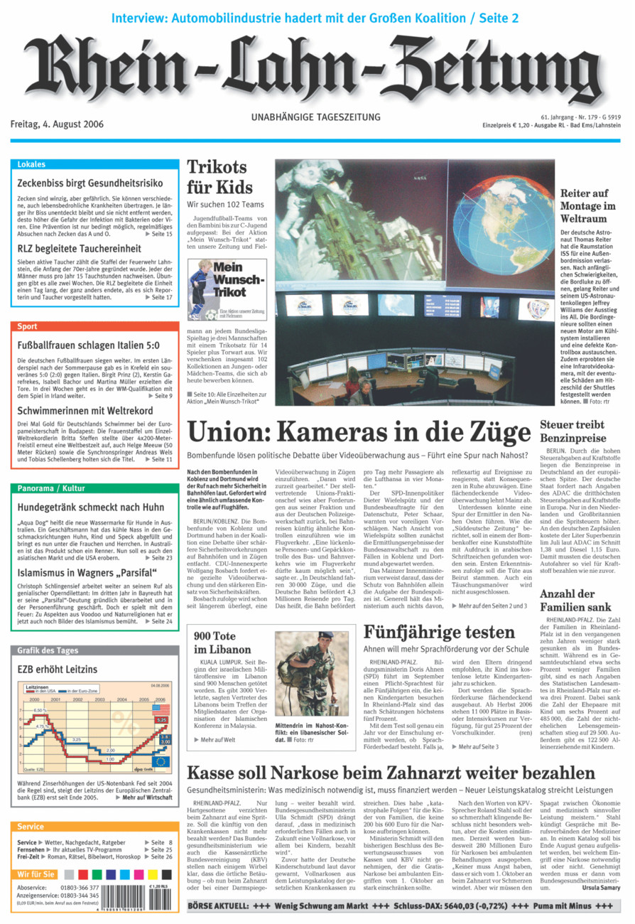 Rhein-Lahn-Zeitung vom Freitag, 04.08.2006