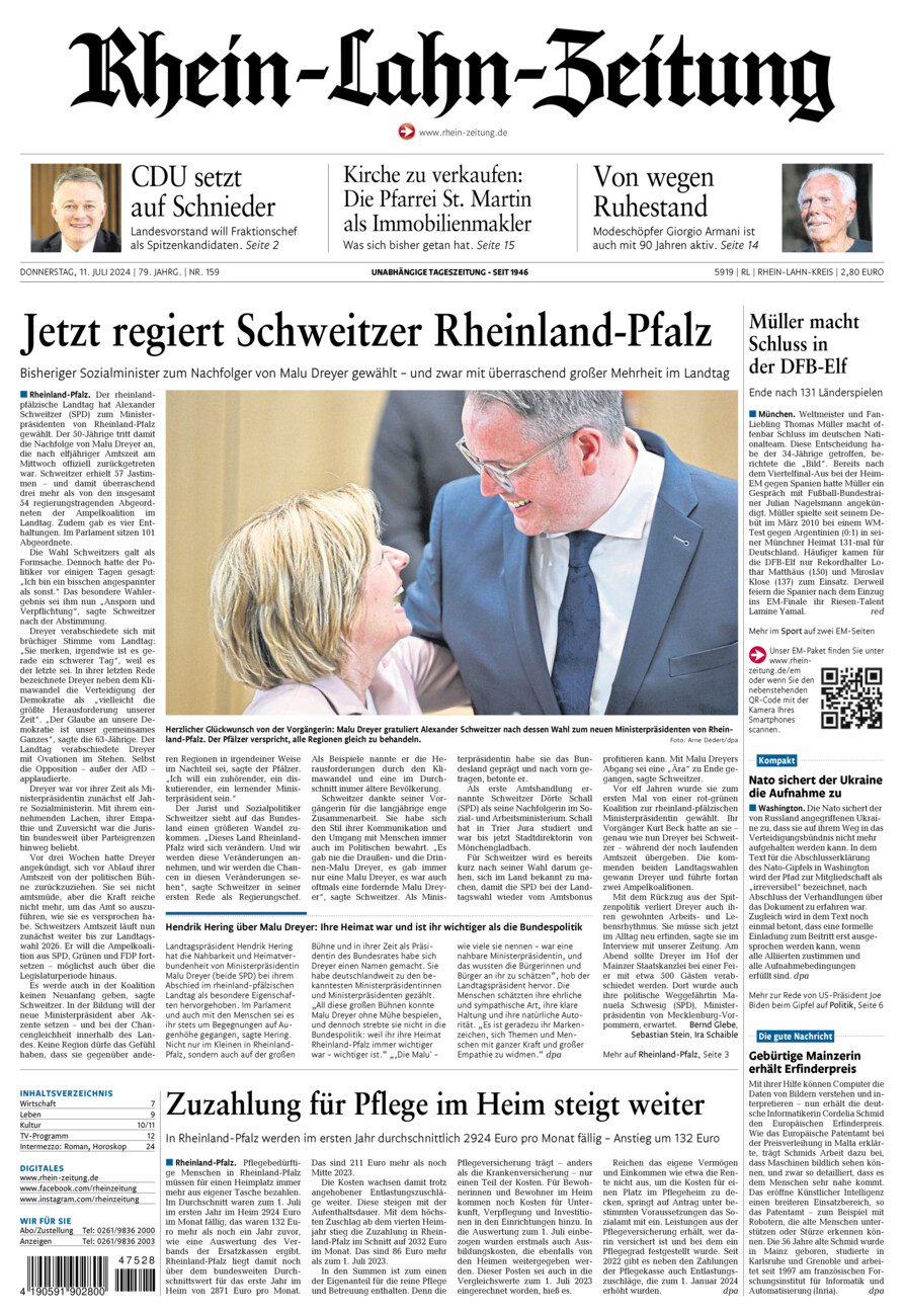 Rhein-Lahn-Zeitung vom Donnerstag, 11.07.2024