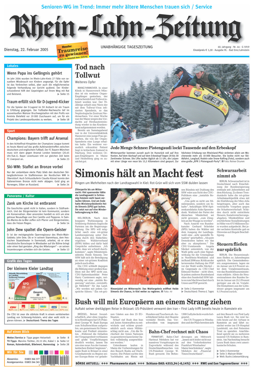 Rhein-Lahn-Zeitung vom Dienstag, 22.02.2005