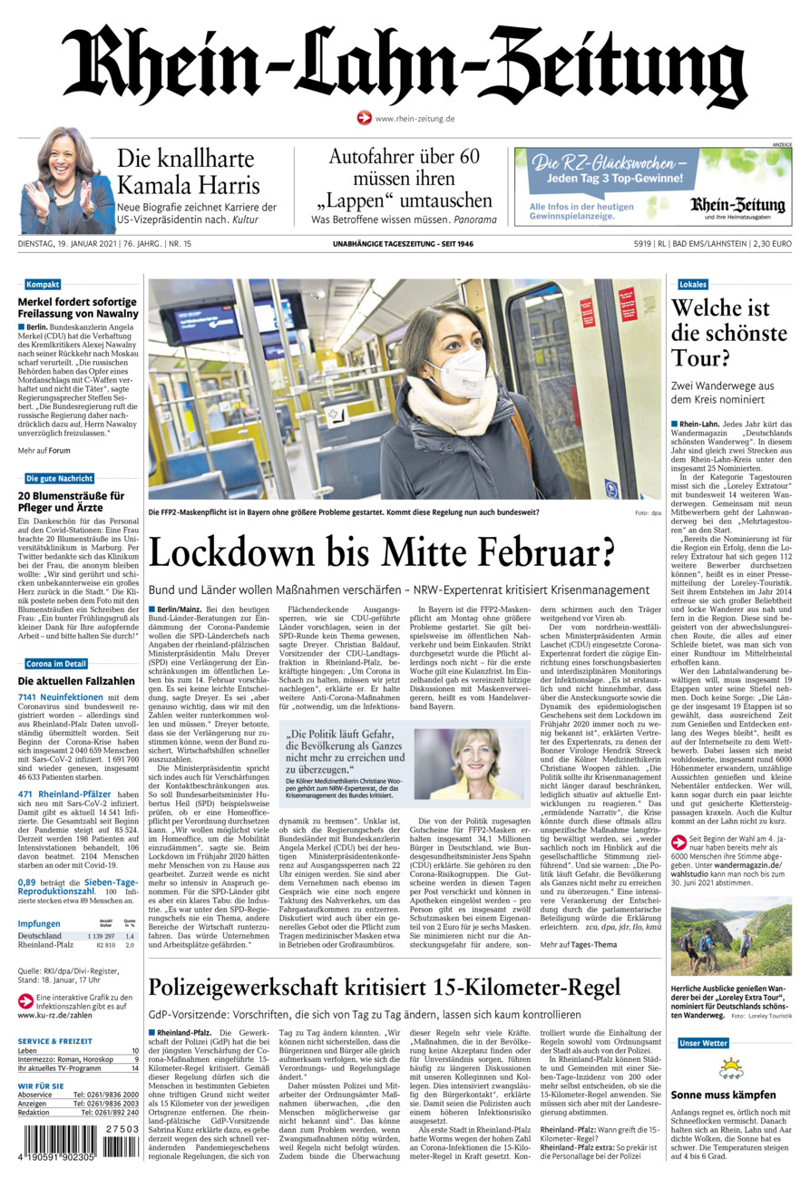 Rhein-Lahn-Zeitung vom Dienstag, 19.01.2021