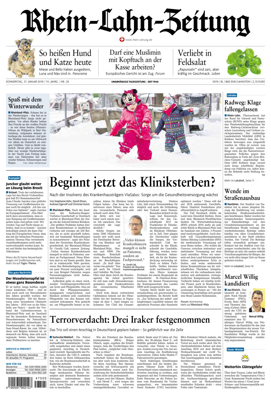 Rhein-Lahn-Zeitung vom Donnerstag, 31.01.2019