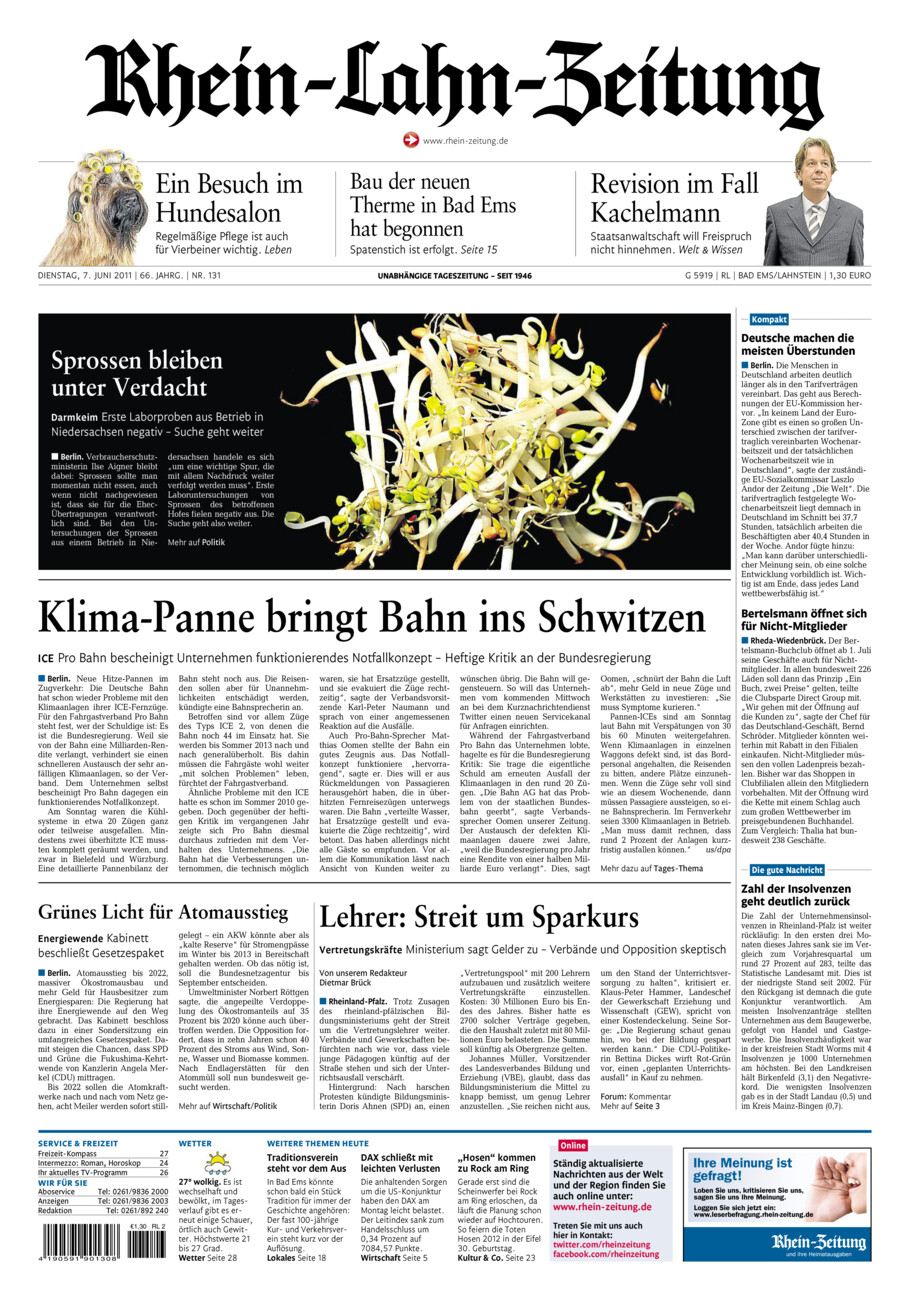 Rhein-Lahn-Zeitung vom Dienstag, 07.06.2011